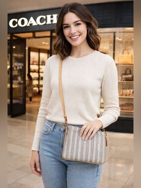 ❌NOT FOR SALE❌ Coach Legacy Crossbody Bag Weekend Ticking Stripe Medium Coach